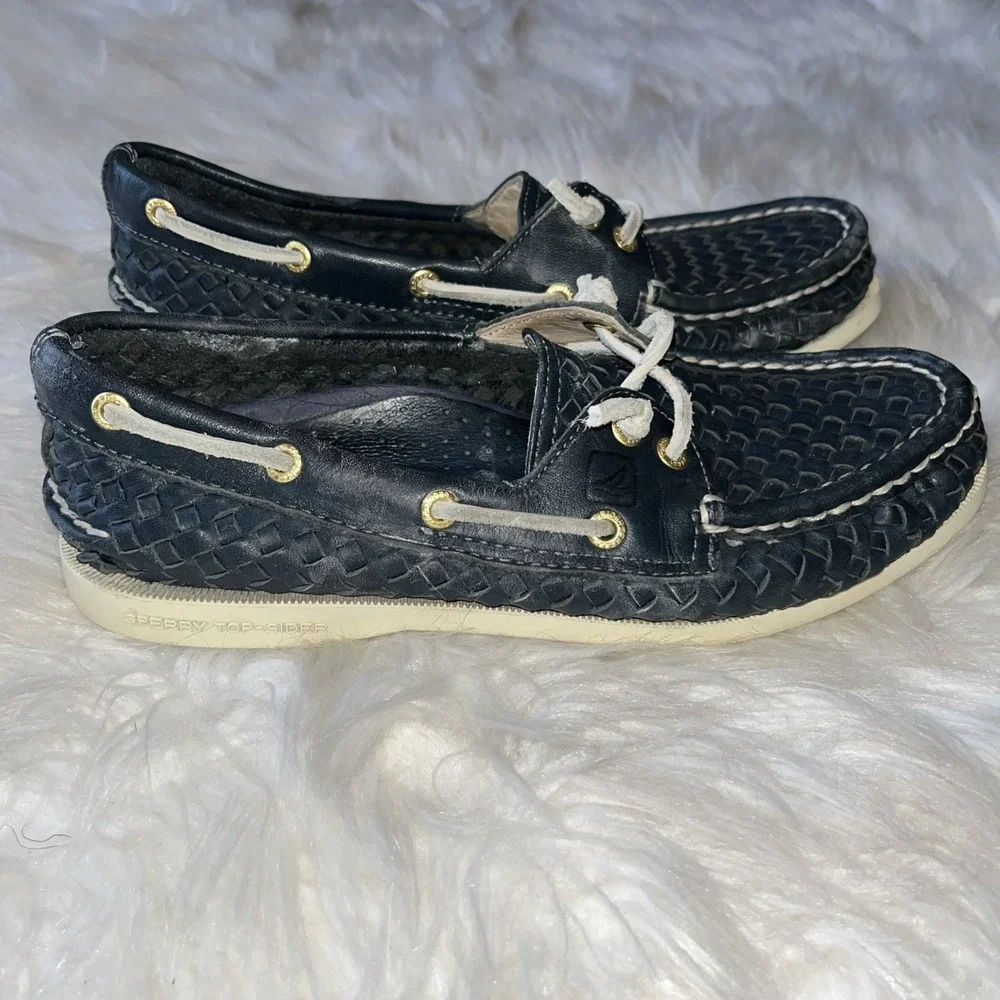 Sperry Top-Sider Blue White‎ Leather Comfort Boat Shoes Women's Size 6.5M - Picture 13 of 14